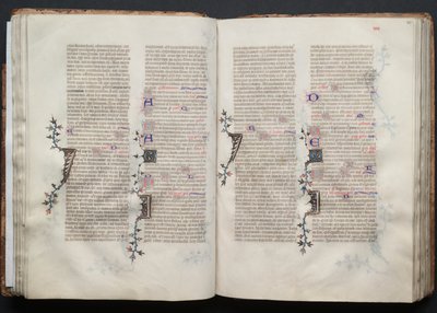 ゴータ・ミサ典書: Fol. 42r、テキスト、c。 1375年。 作： Master of the Boqueteaux