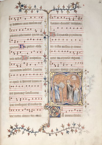 ゴータ・ミサールFol.61r, A Priest Singing the Office, c. 1375. 作： Master of the Boqueteaux