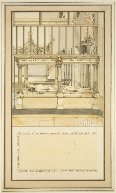 ブリストル大聖堂のポール・ブッシュ司教の墓、1799年頃（水彩・紙 作： Master of the Bristol Church Monuments