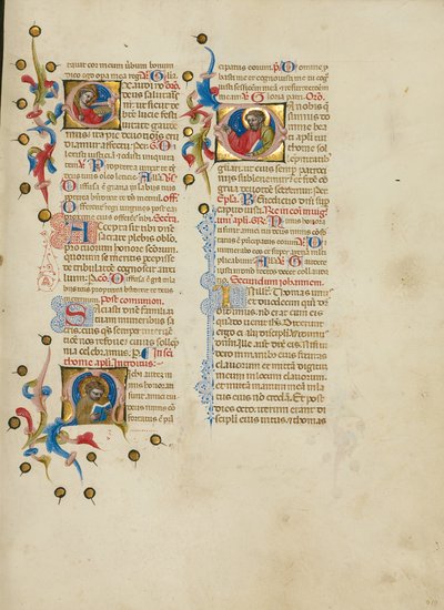 頭文字E：聖ルーシー 頭文字M：聖トマス 頭文字D：聖トマス聖トマス説教 作： Master of the Brussels Initials