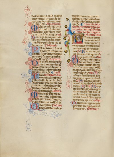 イニシャルL：聖セシリア 作： Master of the Brussels Initials