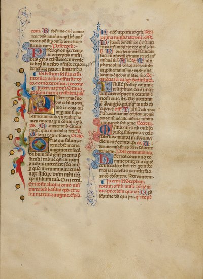 イニシャルP：ローマ法王の祝福 作： Master of the Brussels Initials