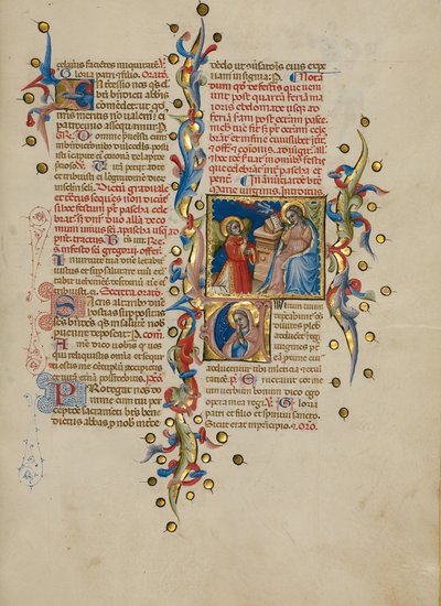 お告げ；初品 V 祈る聖母 作： Master of the Brussels Initials