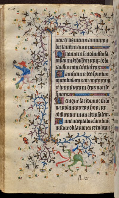 ナバラ王シャルル・ザ・ノーブル（1361-1425）の時：フォル113v、テキスト 作： Master of the Brussels Initials and Associates