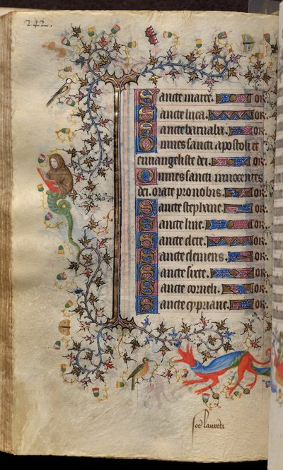 ナヴァール王シャルル（1361-1425）の時：121v巻、本文 作： Master of the Brussels Initials and Associates