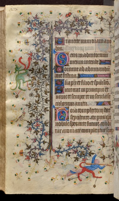 ナバラ王シャルル・ザ・ノーブル（1361-1425）の時：フォル135v、テキスト 作： Master of the Brussels Initials and Associates
