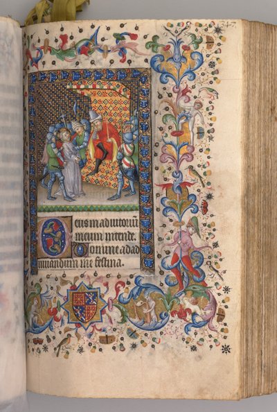 ナバラ王シャルル・ザ・ノーブル（1361-1425）の時：169r、ピラトの前のキリスト 作： Master of the Brussels Initials and Associates