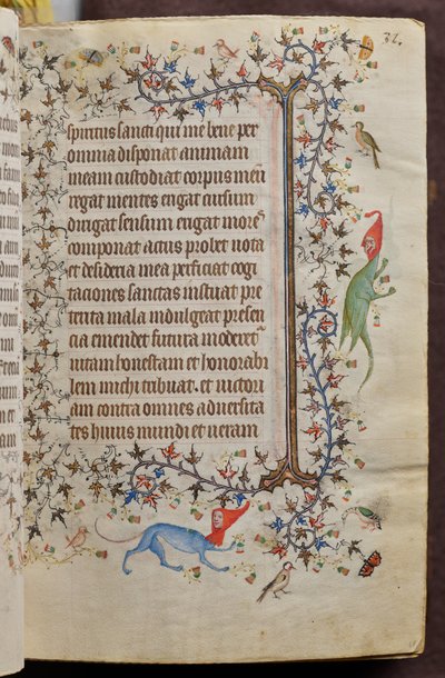 ナヴァール王シャルル（1361-1425）の時：16r、本文 作： Master of the Brussels Initials and Associates