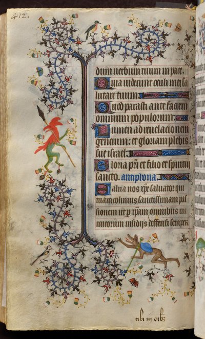 ナバラ王シャルル・ザ・ノーブル（1361-1425）の時：200v巻、本文 作： Master of the Brussels Initials and Associates