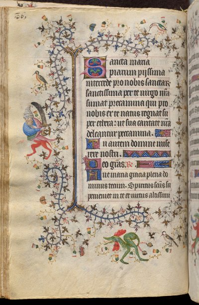ナヴァラ王シャルル（1361-1425）の時：フォル43v、テキスト 作： Master of the Brussels Initials and Associates