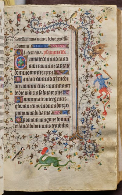 ナバラ王シャルル・ザ・ノーブル（1361-1425）の時：フォル45r、テキスト 作： Master of the Brussels Initials and Associates