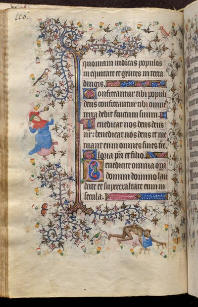 ナヴァラ王シャルル（1361-1425年）の時：フォール58v、テキスト 作： Master of the Brussels Initials and Associates