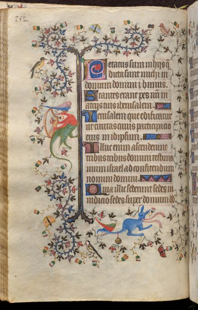 ナバラ王シャルル・ザ・ノーブル（1361-1425）の時：フォル76v、テキスト 作： Master of the Brussels Initials and Associates