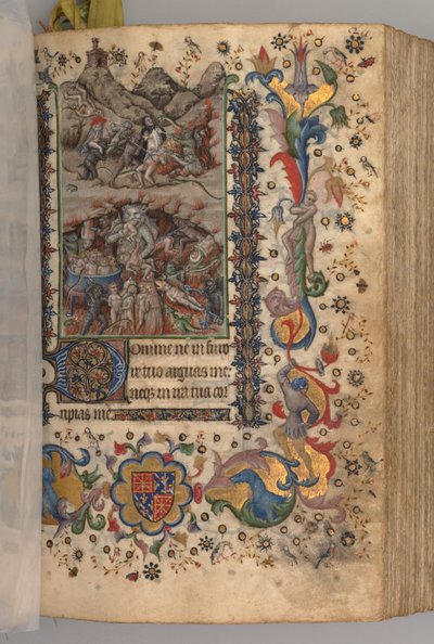 チャールズザノーブル、ナヴァール王1361-1425の時間：fol。 101r、テキスト、c。 1405年。 作： Master of the Brussels Initials and Associates