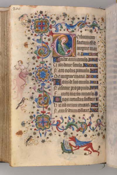 チャールズザノーブル、ナヴァール王1361-1425の時間：fol。 102v、テキスト、c。 1405年。 作： Master of the Brussels Initials and Associates
