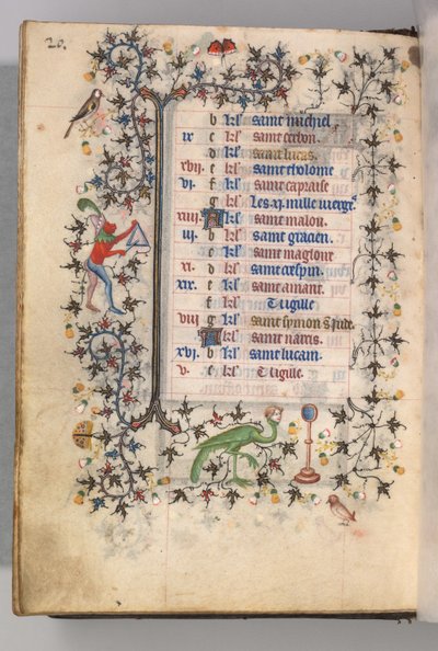 チャールズザノーブル、ナヴァール王1361-1425の時間：fol。 10v、10月、c。 1405年。 作： Master of the Brussels Initials and Associates