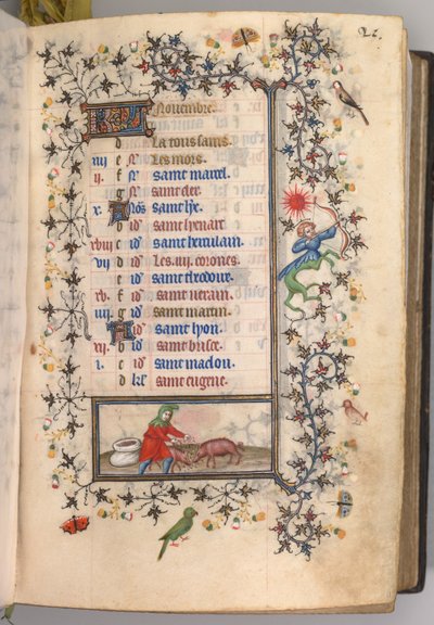 チャールズザノーブル、ナヴァール王1361-1425の時間：fol。 11月11日、c。 1405年。 作： Master of the Brussels Initials and Associates