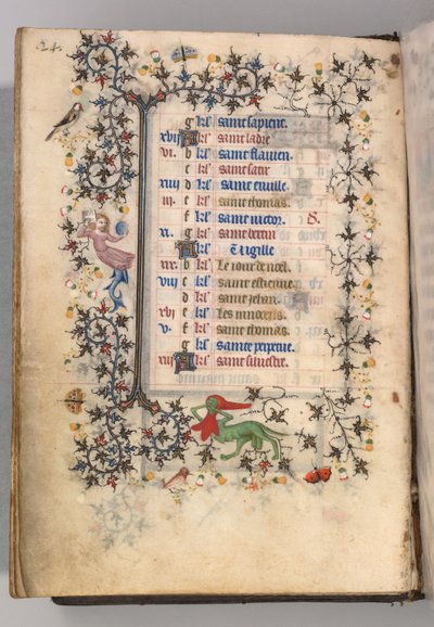 チャールズザノーブル、ナヴァール王1361-1425の時間：fol。 12v、12月、c。 1405年。 作： Master of the Brussels Initials and Associates
