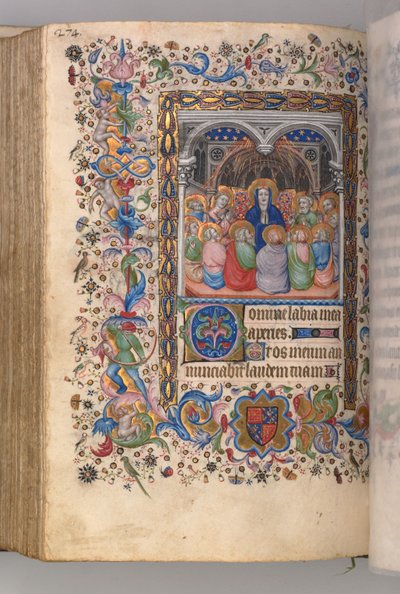 チャールズザノーブル、ナヴァール王1361-1425の時間：fol。 137v、ペンテコステ、c。 1405年。 作： Master of the Brussels Initials and Associates