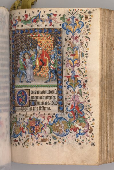 チャールズザノーブル、ナヴァール王1361-1425の時間：fol。 169r、ピラトの前のキリスト、c。 1405年。 作： Master of the Brussels Initials and Associates