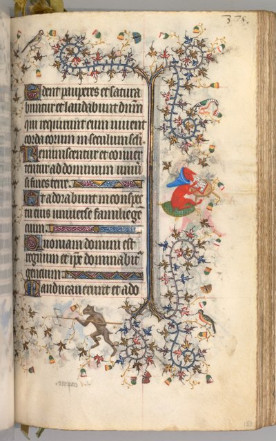 チャールズザノーブル、ナヴァール王1361-1425の時間：fol。 183r、テキスト、c。 1405年。 作： Master of the Brussels Initials and Associates