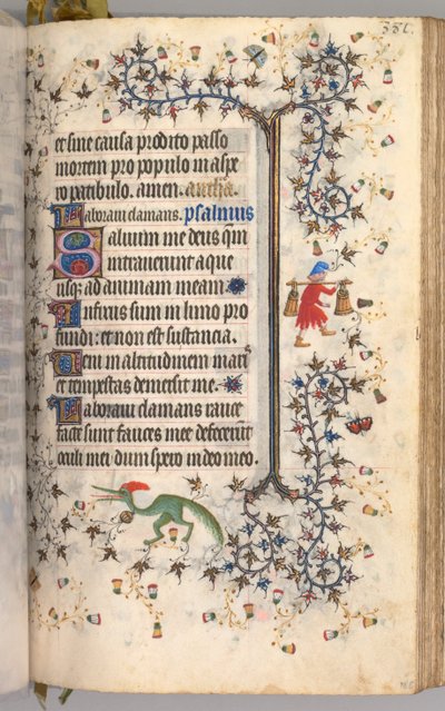 チャールズザノーブル、ナヴァール王1361-1425の時間：fol。 186r、テキスト、c。 1405年。 作： Master of the Brussels Initials and Associates