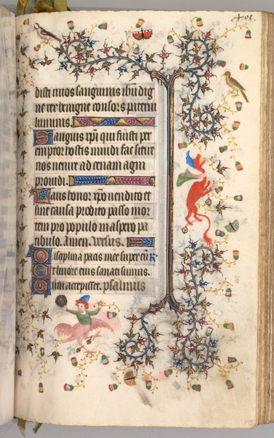 チャールズザノーブル、ナヴァール王1361-1425の時間：fol。 195r、テキスト、c。 1405年。 作： Master of the Brussels Initials and Associates