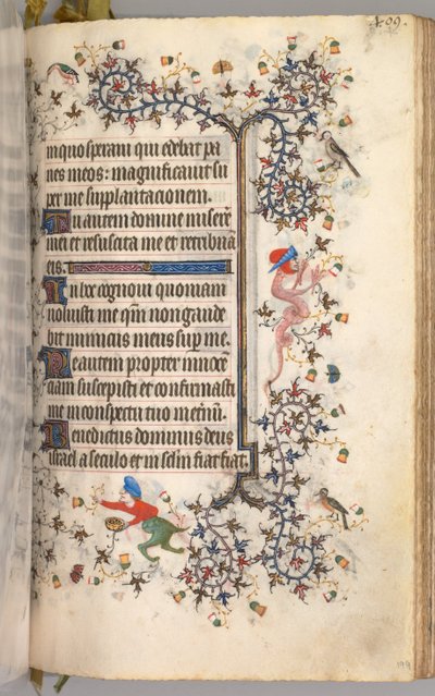チャールズザノーブル、ナヴァール王1361-1425の時間：fol。 199r、テキスト、c。 1405年。 作： Master of the Brussels Initials and Associates