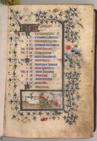 チャールズザノーブル、ナヴァール王1361-1425の時間：fol。 1月1日c。 1405年。 作： Master of the Brussels Initials and Associates
