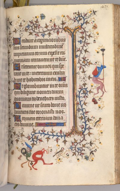 1361年から1425年までのナバラ王シャルル・ザ・ノーブルの時間：fol。 212r、テキスト、c。 1405年。 作： Master of the Brussels Initials and Associates