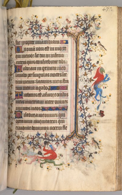 チャールズザノーブル、ナヴァール王1361-1425の時間：fol。 213r、テキスト、c。 1405年。 作： Master of the Brussels Initials and Associates
