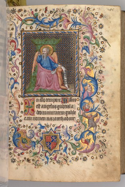 チャールズザノーブル、ナヴァール王1361-1425の時間：fol。 23r、聖ルカ、c。 1405年。 作： Master of the Brussels Initials and Associates