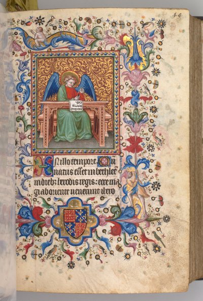 チャールズザノーブル、ナヴァール王1361-1425の時間：fol。 25a、セントマシュー、c。 1405年。 作： Master of the Brussels Initials and Associates