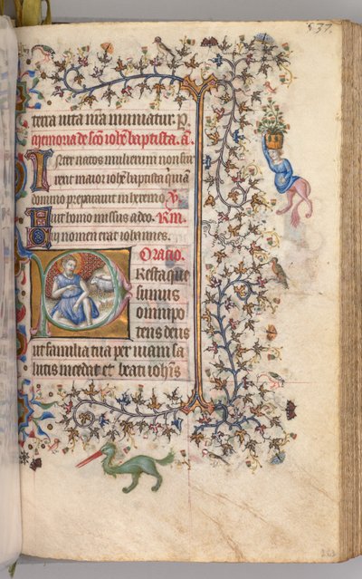 チャールズザノーブル、ナヴァール王1361-1425の時間：fol。 260v、洗礼者聖ヨハネ、c。 1405年。 作： Master of the Brussels Initials and Associates