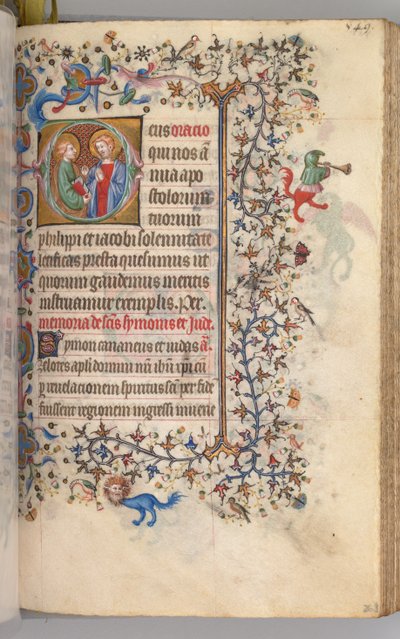 チャールズオブノーブル、キングオブナバール1361-1425、 269r、SS。フィリップとジェームズ、c。 1405年。 作： Master of the Brussels Initials and Associates