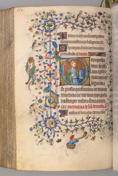 チャールズ・オブ・ノーブル、ナヴァール王1361-1425、 270v、聖マティアス、c。 1405年。 作： Master of the Brussels Initials and Associates