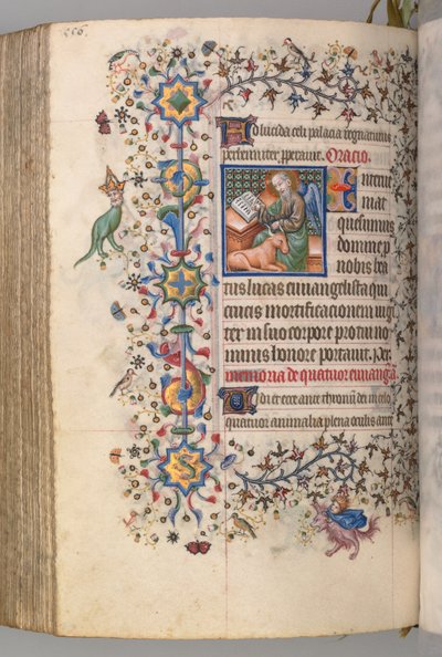 チャールズ・オブ・ノーブル、ナヴァール王1361-1425、 272v、聖ルカ、c。 1405年。 作： Master of the Brussels Initials and Associates