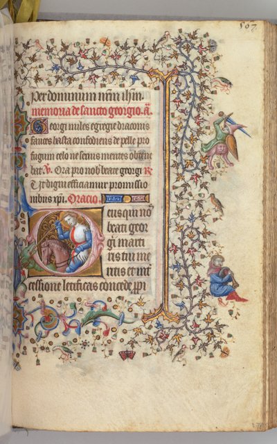 チャールズオブノーブル、キングオブナバール1361-1425、 278r、セントジョージ、c。 1405年。 作： Master of the Brussels Initials and Associates