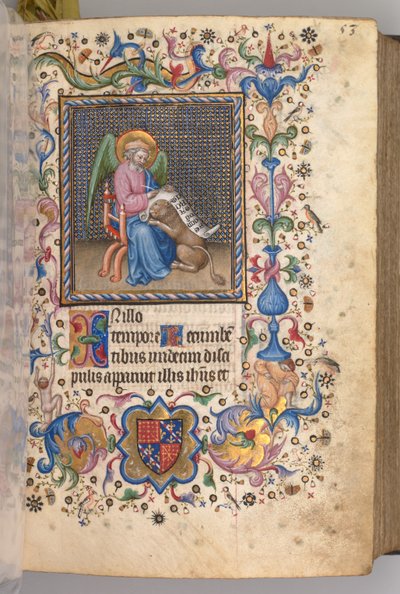 チャールズザノーブル、ナヴァール王1361-1425の時間：fol。 27r、セントマーク、c。 1405年。 作： Master of the Brussels Initials and Associates