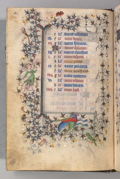 チャールズザノーブル、ナヴァール王1361-1425の時間：fol。 2v、2月、c。 1405年。 作： Master of the Brussels Initials and Associates