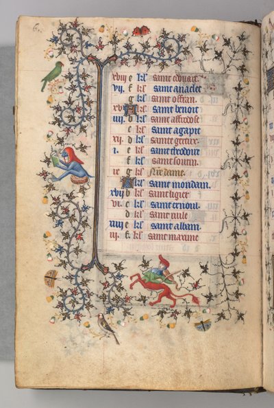 チャールズザノーブル、ナヴァール王1361-1425の時間：fol。 3v、3月、c。 1405年。 作： Master of the Brussels Initials and Associates