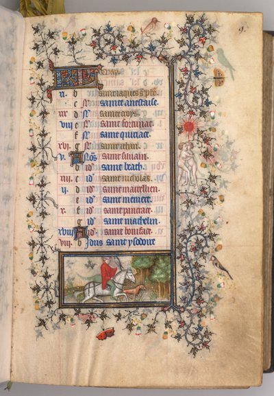 チャールズザノーブル、ナヴァール王1361-1425の時間：fol。 5r、5月、c。 1405年。 作： Master of the Brussels Initials and Associates