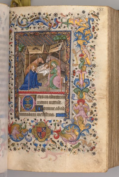 チャールズザノーブル、ナヴァール王1361-1425の時間：fol。 67r、キリスト降誕プライム、c。 1405年。 作： Master of the Brussels Initials and Associates