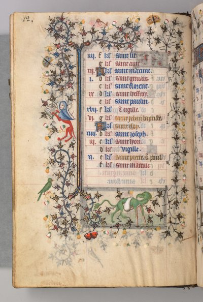 チャールズザノーブル、ナヴァール王1361-1425の時間：fol。 6 v、6月、c。 1405年。 作： Master of the Brussels Initials and Associates