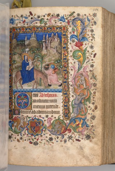 チャールズザノーブル、ナヴァール王1361-1425の時間：fol。 88r、エジプトヴェスパーズへの飛行、c。 1 作： Master of the Brussels Initials and Associates