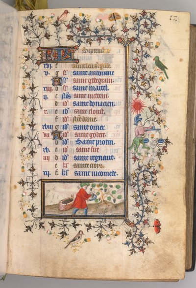 チャールズザノーブル、ナヴァール王1361-1425の時間：fol。 9月9日、c。 1405年。 作： Master of the Brussels Initials and Associates