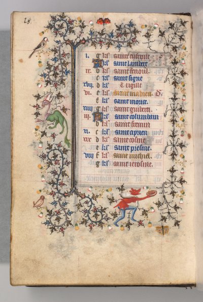 チャールズザノーブル、ナヴァール王1361-1425の時間：fol。 9 v、9月、c。 1405年。 作： Master of the Brussels Initials and Associates
