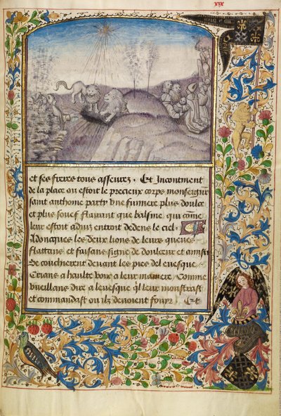 テオフィロス司教、聖アンソニーの墓を見つける 作： Master of the Brussels Romuléon