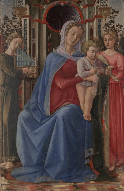 聖母子と二人の天使 作： Master of the Castello Nativity