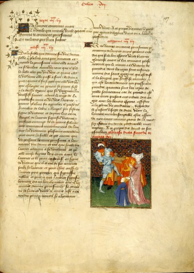 ハーレー 4431、f.135、ヘクターとアンドロマケ、クリスティーヌ ド ピザン作「女王の書」より (ベラム) 作： Master of the Cité des Dames